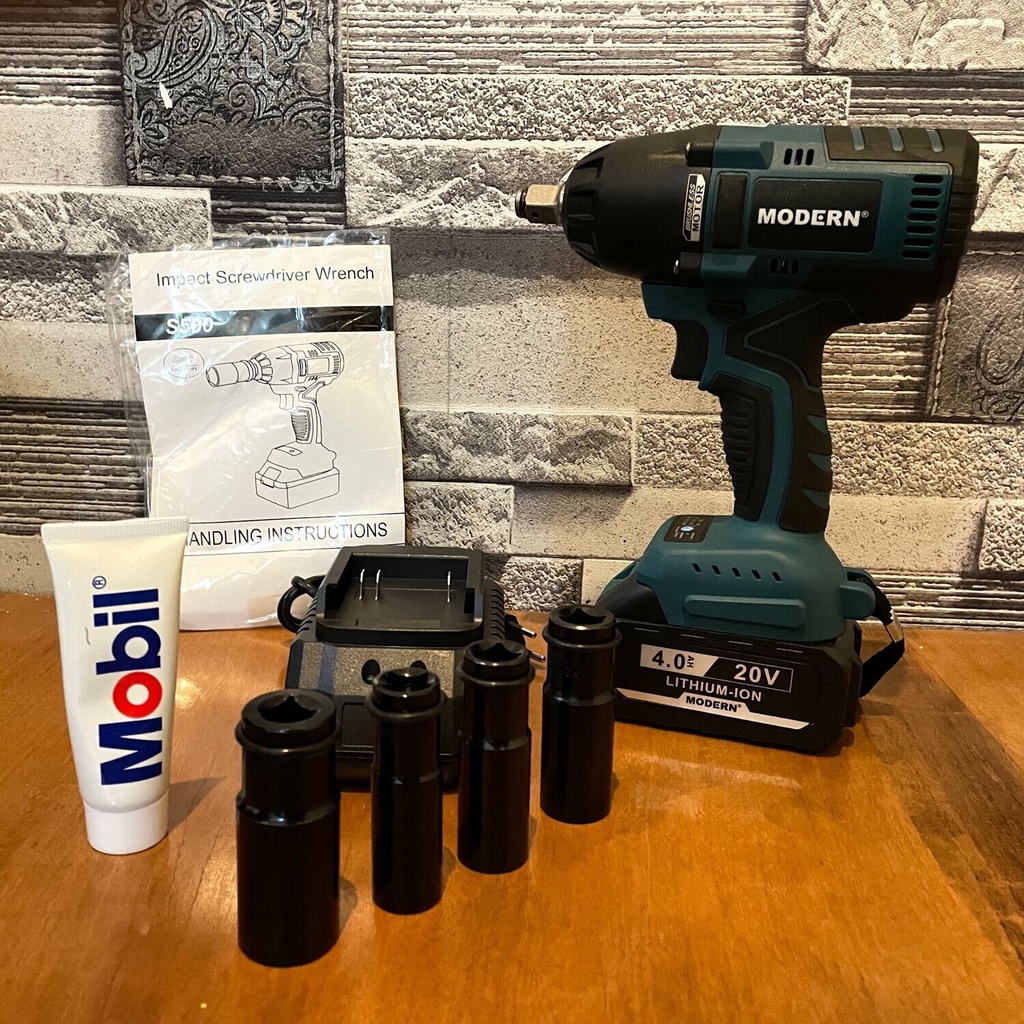 Impact impek impect MODERN WRENCH M65 20V bor impact buka baut mobil dan motor set kopler free box, 