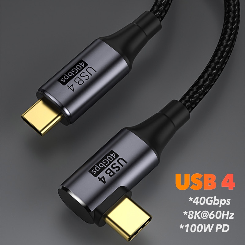 Usb 4kabel Thunderbolt 3kabel PD 100W 5A Fast Charging USB Tipe C to USB-C 8K @ 60Hz 40Gbps SSD Kabel Transfer Data