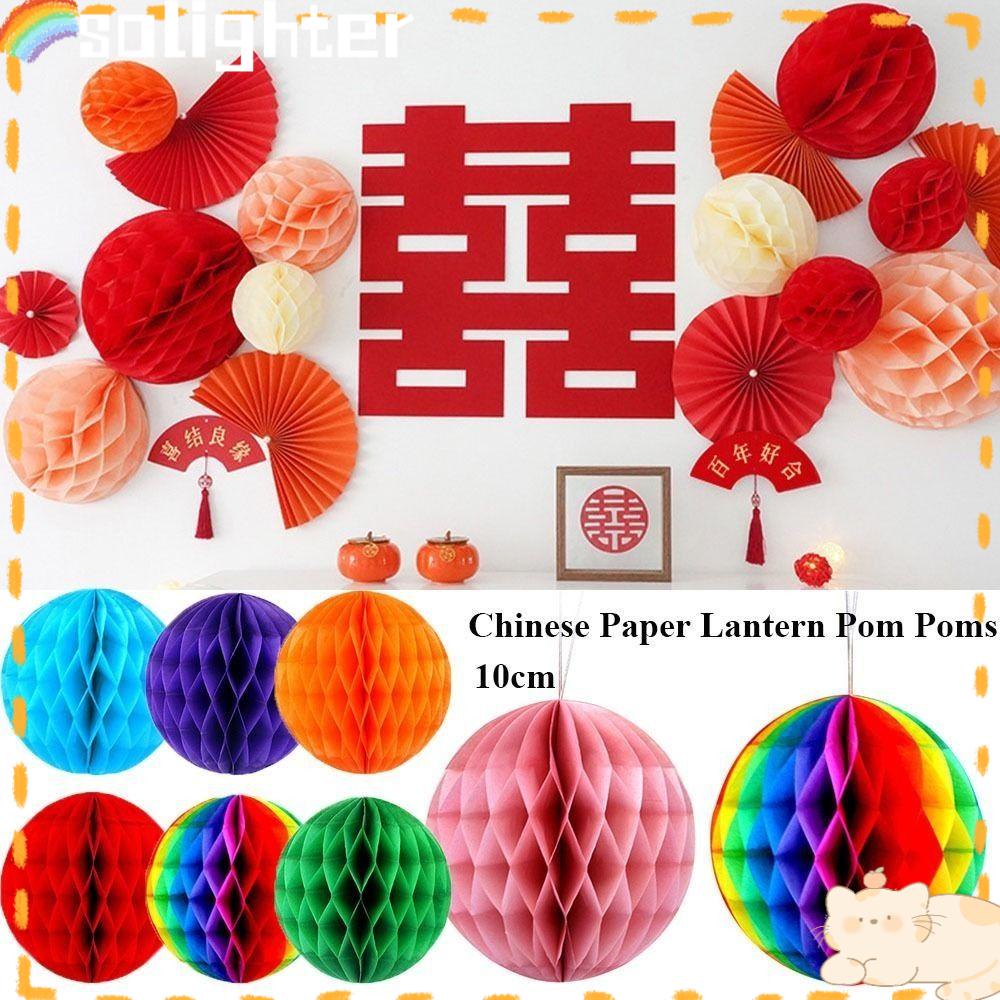 Solighter 5pcs Lampion Kertas Cina 10warna DIY Baby Shower Hadiah Kerajinan Bola Sarang Lebah