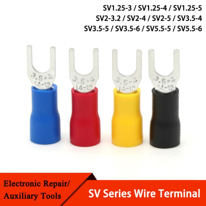 Isi 10 Pcs Skun Y Garpu Kabel 2.5mm Ke Terminal Tipe SV 2-4 Baut 4mm