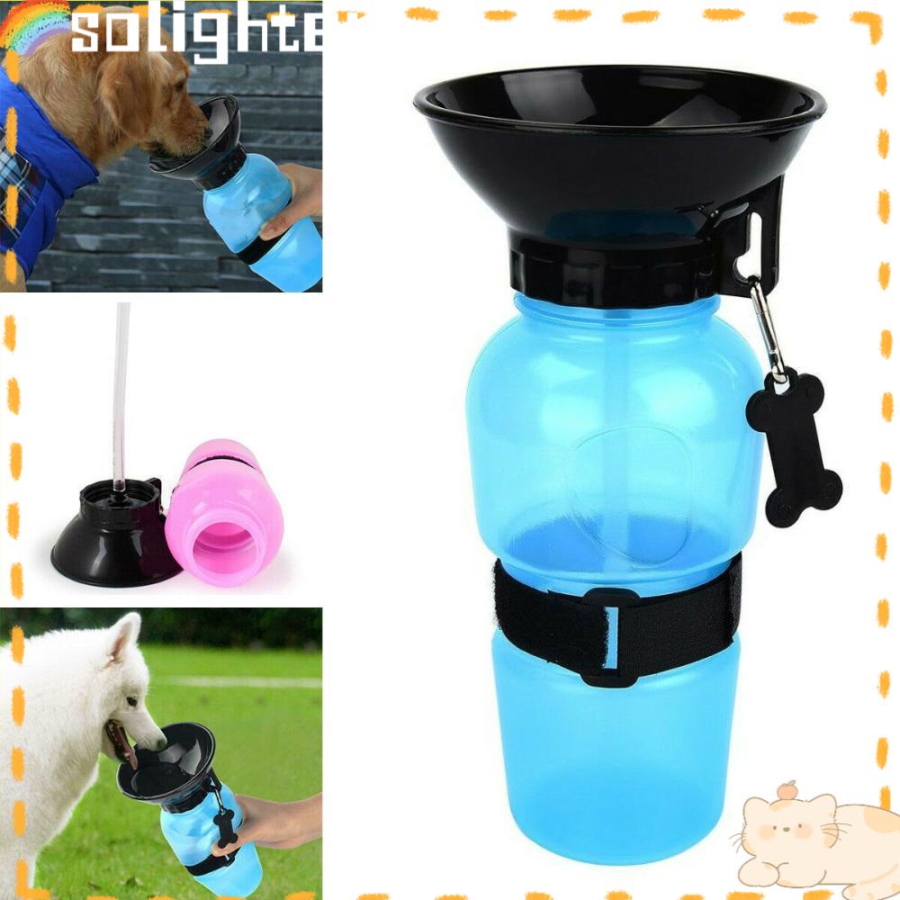 Solighter Dog Cat Pet Water Bottle Tempat Makan Air Feeder Bottle Mangkuk Minum Anjing Travel Plastik