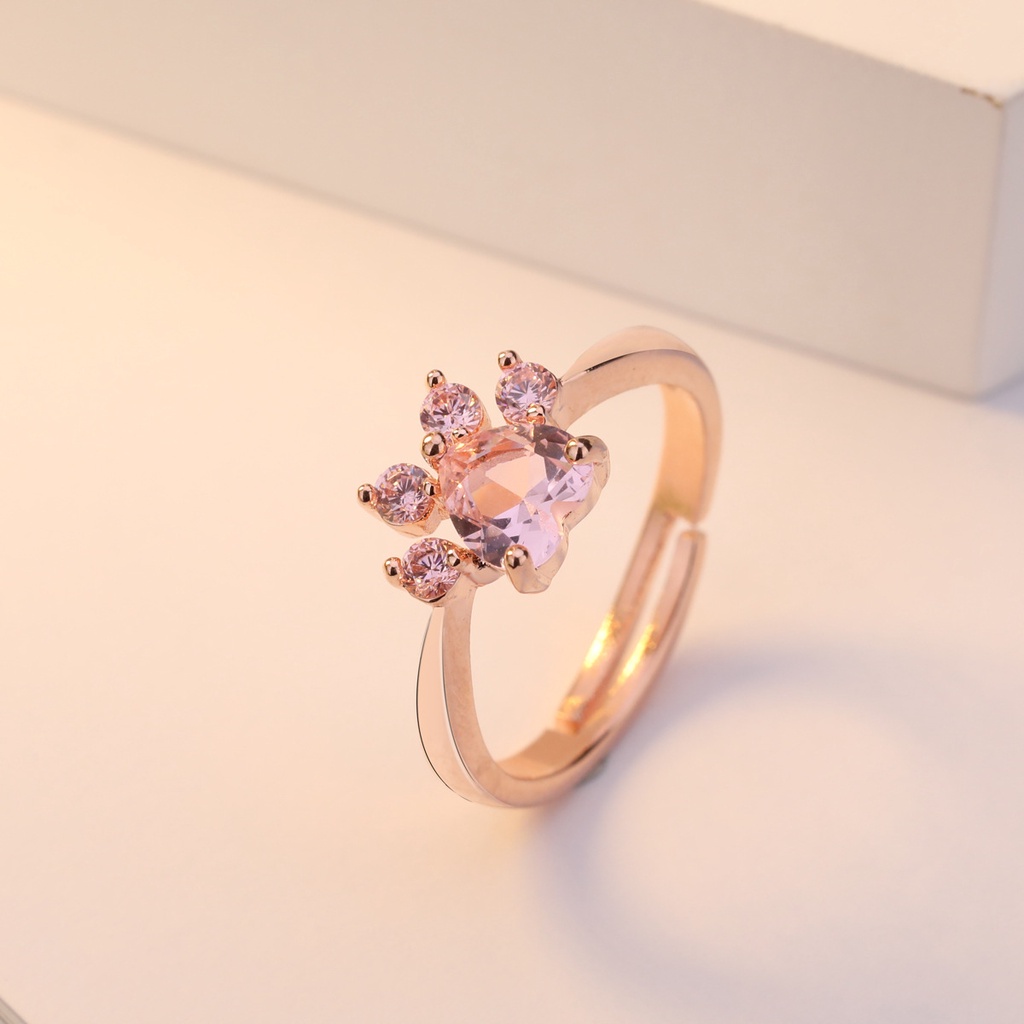 Goldkingdom Aksesoris Perhiasan Fashion Ready Stock Rose Gold Disepuh Berlian Jejak Cincin Eropa Dan Amerika Set Perhiasan Tangan