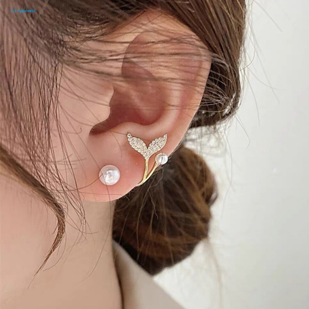 Lilyscent 1pasang Giwang Telinga Perempuan Untuk Club Electroplating Bright Luster Stud Earrings Ekor Ikan