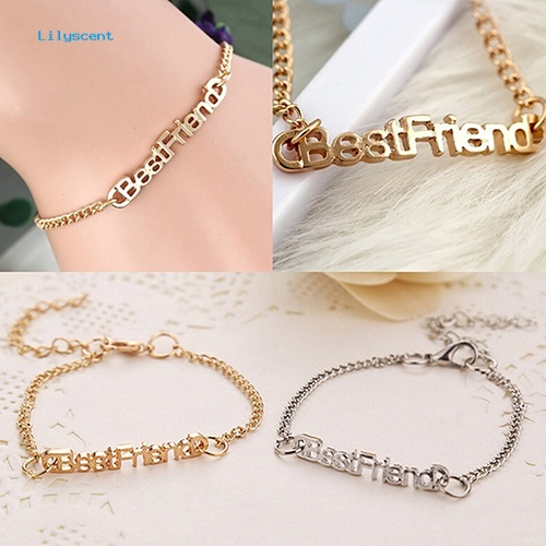 Lilyscent Unisex Fashion Huruf Persahabatan Rantai Gelang Perhiasan Hadiah Untuk Sahabat