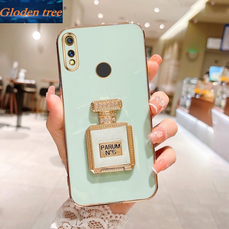 Gloden tree Casing Case Untuk Realme 5S 5 5i 6i 6 Pro Realme6 3pro Realme5 Case Dengan Botol Parfum Lipat Kickstand Cakupan Penuh Camera Case