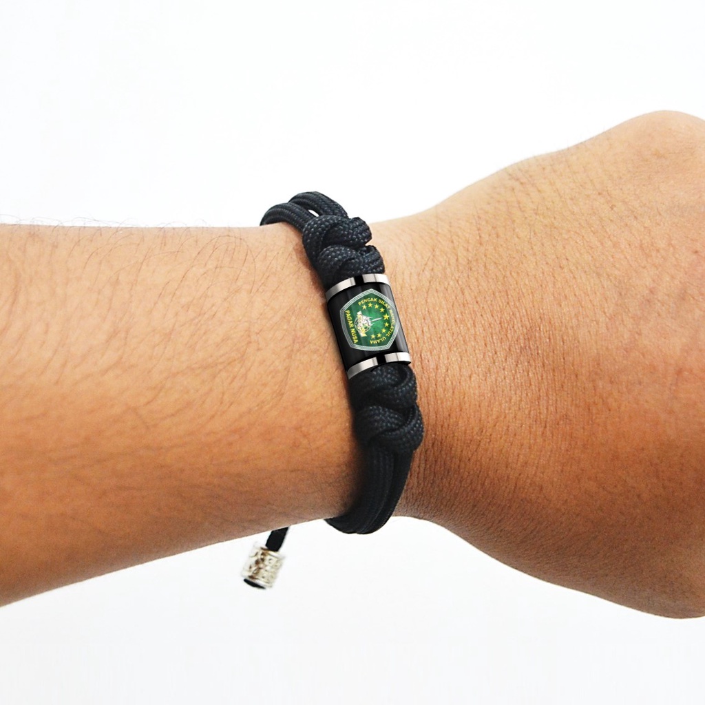 GELANG PAGAR NUSA PENDEKAR PENCAK SILAT PSNU MODEL TALI PARACORD MANIK TABUNG KACA EPOXY STAINLESS EZ Art