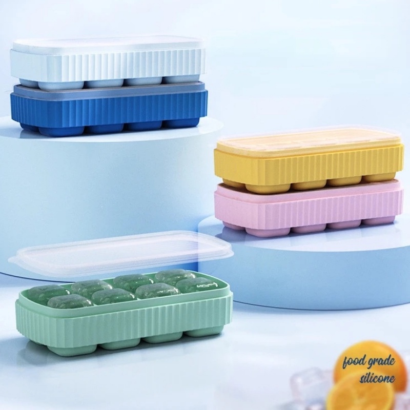 [Unggulan] Icy Cube Freezing Box with Lid Easy-Demoulding Jelly Cheese Tray Beer Coffee Ice Cube Making Mold Cetakan Es Krim Coklat DIY Untuk Dapur Pub Minuman Shop