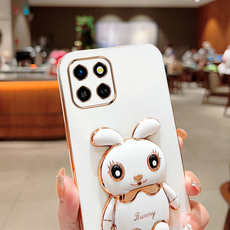 Andyh Case Handphone Untuk Infinix Smart6 HD X6812 Lucu Kartun Kelinci Kecil Tepi Lurus Soft Shell Mengirim lanyard Silikon