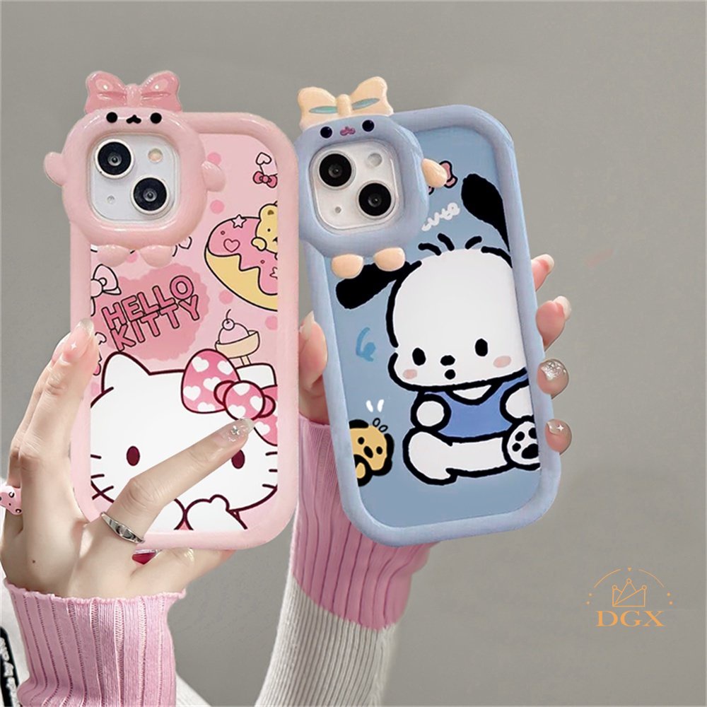 IPHONE Case Kompatibel Untuk Iphone14 Pro Max IPhone13 Pro Max IPhone11 IPhone12 IPhoneXR XS 6 6S 78 Plus SE 2020 Pochacco Dan Hello Kitty Lembut Silicone Phone Case Cover DGX