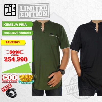 Kaos Koko Pria Kurta Cowok Muslim Hitam Size 2XL 3XL 4XL 5XL 6XL - 36 - 2XL