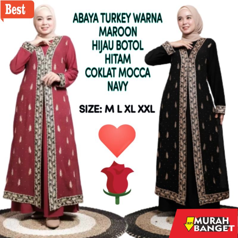Gaya ala timur tengah di hari raya- Gamis Abaya Turkey Warna Terbaru Bordir Payet Mewah Abaya Busui 