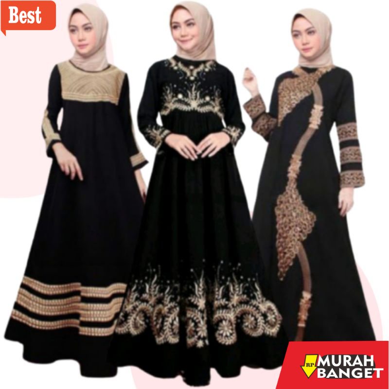 Gaya ala timur tengah di hari raya- GAMIS WANITA DEWASA IBU MUSLIMAH ELEGAN MODEL TERBARU CANTIK BAJ