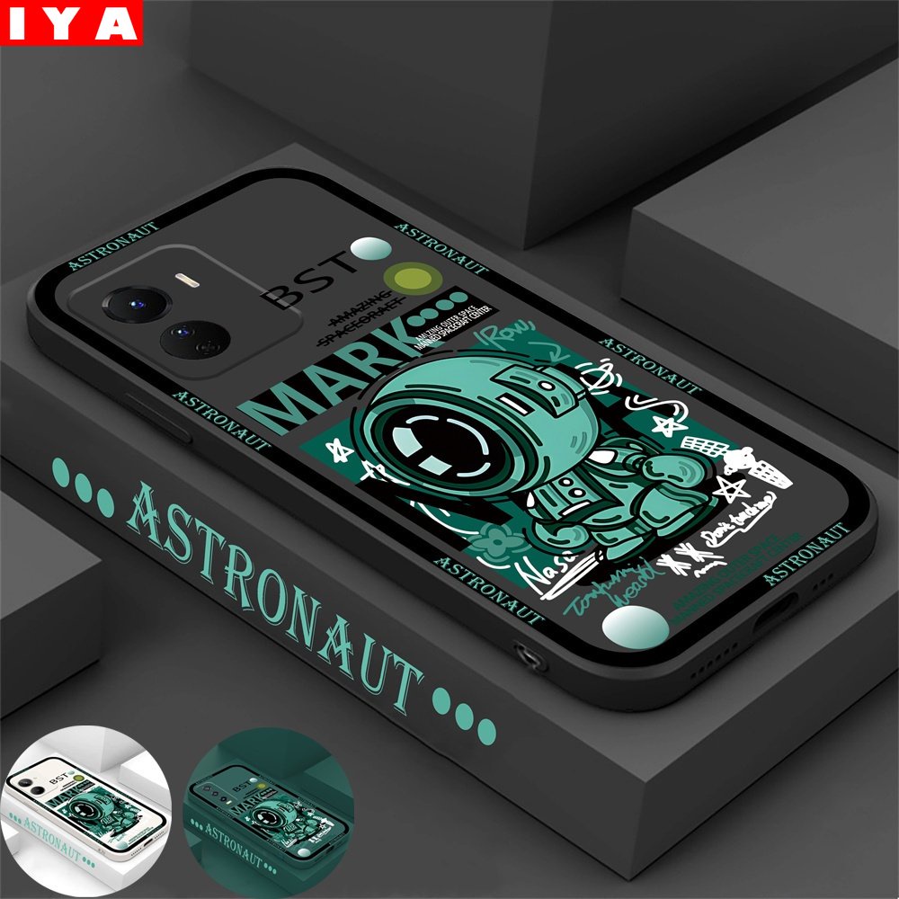 Casing Astronot Baru VIVO Y36 V27E VIVO IQOO Z7X Y02 V25 V25E Y16 Y35 Y33S Y21T Y21S Y33S Y22 Y91C Y1S Y85 V9 Y11 Y12 Y15 Y17 Y12S Y12A Y15S Y15A Y51 Y31 Green Series Soft Silicone Phone Cover