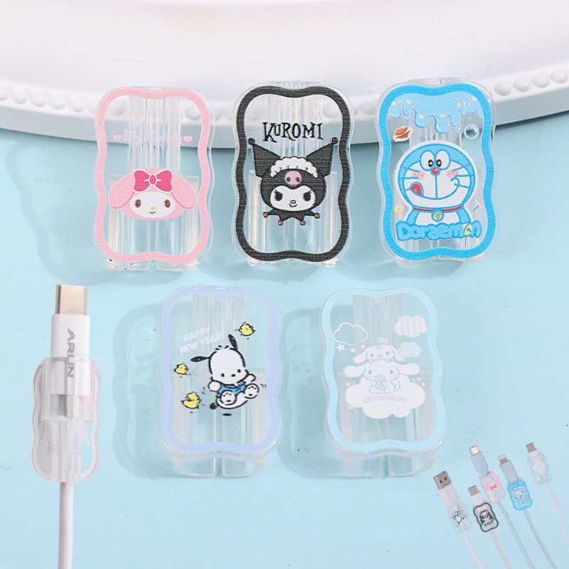 [Unggulan] 1pc Portabel TPU Klip Holder Kabel Data Head Winder Lengan Compact Charging Cable Cover Data Line Pelindung Case Kompatibel Dengan Iphone