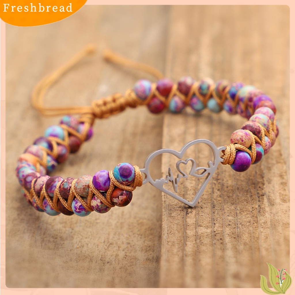 &lt; Freshbread &gt; Gelang Couple Double-layered Hand Woven Adjustable Stainless Steel Cinta Hati Dikepang Tali Keberuntungan Pesona Gelang Aksesori Perhiasan