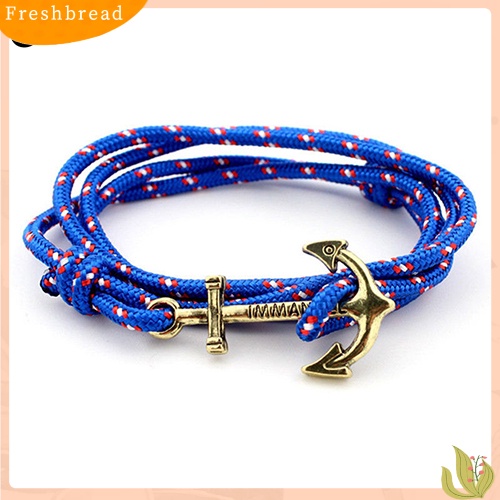 &lt; Freshbread &gt; Fashion Pria Multilayer Handmade Tali Gelang Jangkar Charms Bracelet Bangle