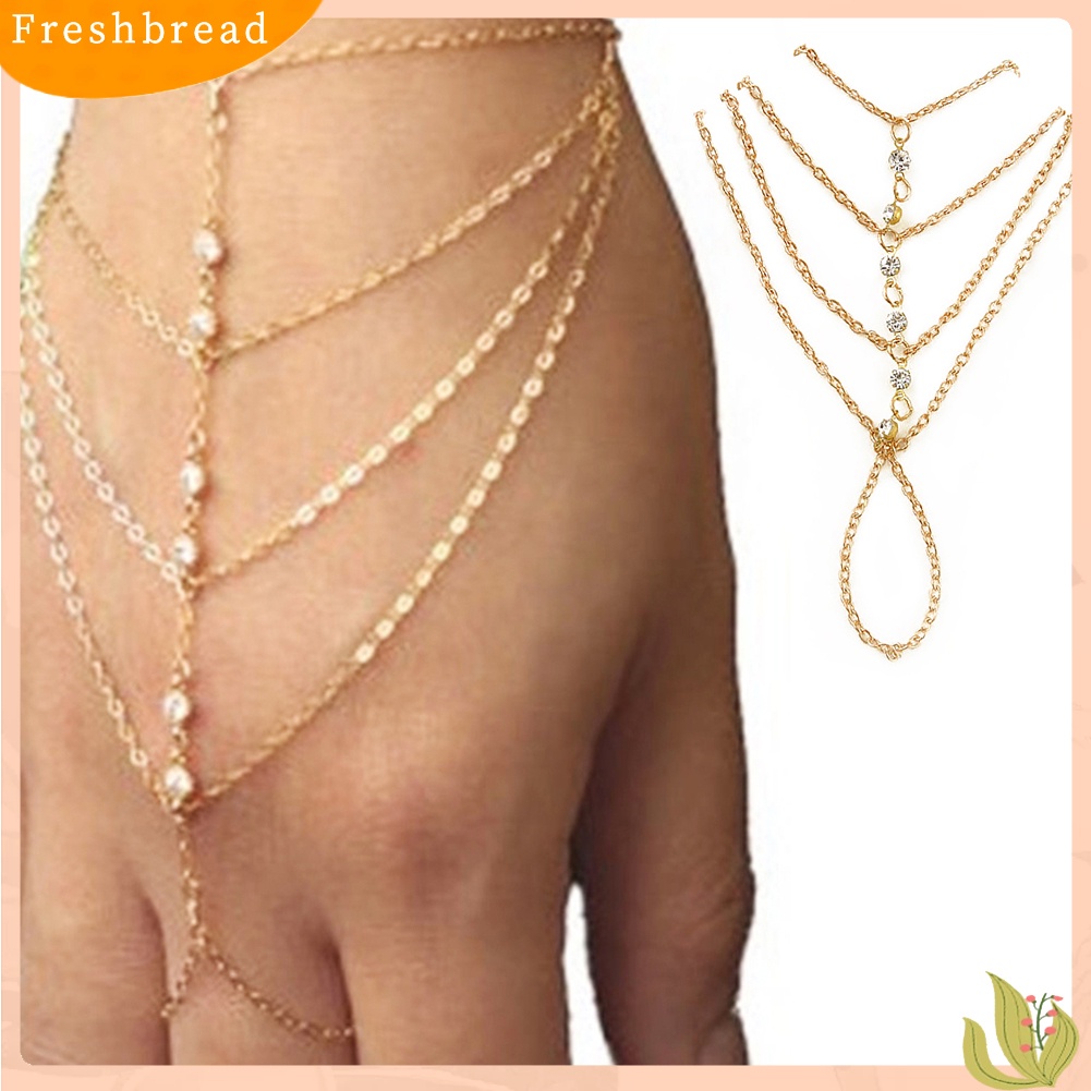 &lt; Freshbread &gt; Selebriti Budak Rantai Link Jari Cincin Hand Harness Gelang Perhiasan Tari Pantai