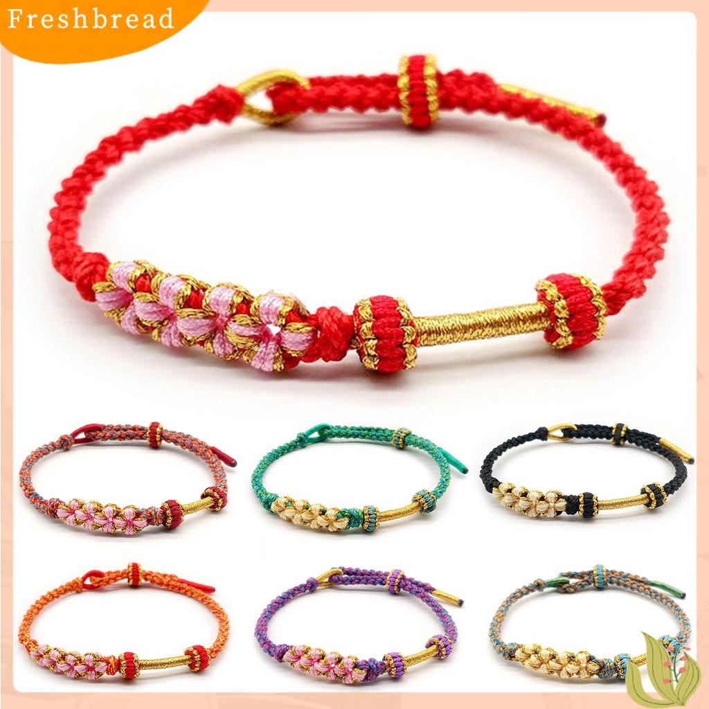 &lt; Freshbread &gt; Wanita Gelang Warna-Warni Peach Bunga Simpul Dikepang Adjustable Hias DIY Liontin Empat-Helai Tali Wanita Tangan Tali Pesona Perhiasan Hadiah Valentine