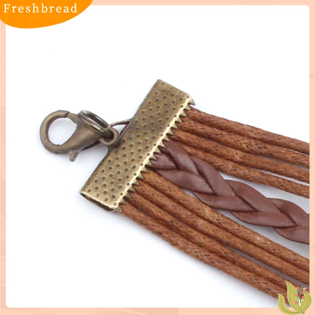 &lt; Freshbread &gt; Unisex Retro Multi Layer Kulit Imitasi Dikepang Gelang Bangles Perhiasan Hadiah