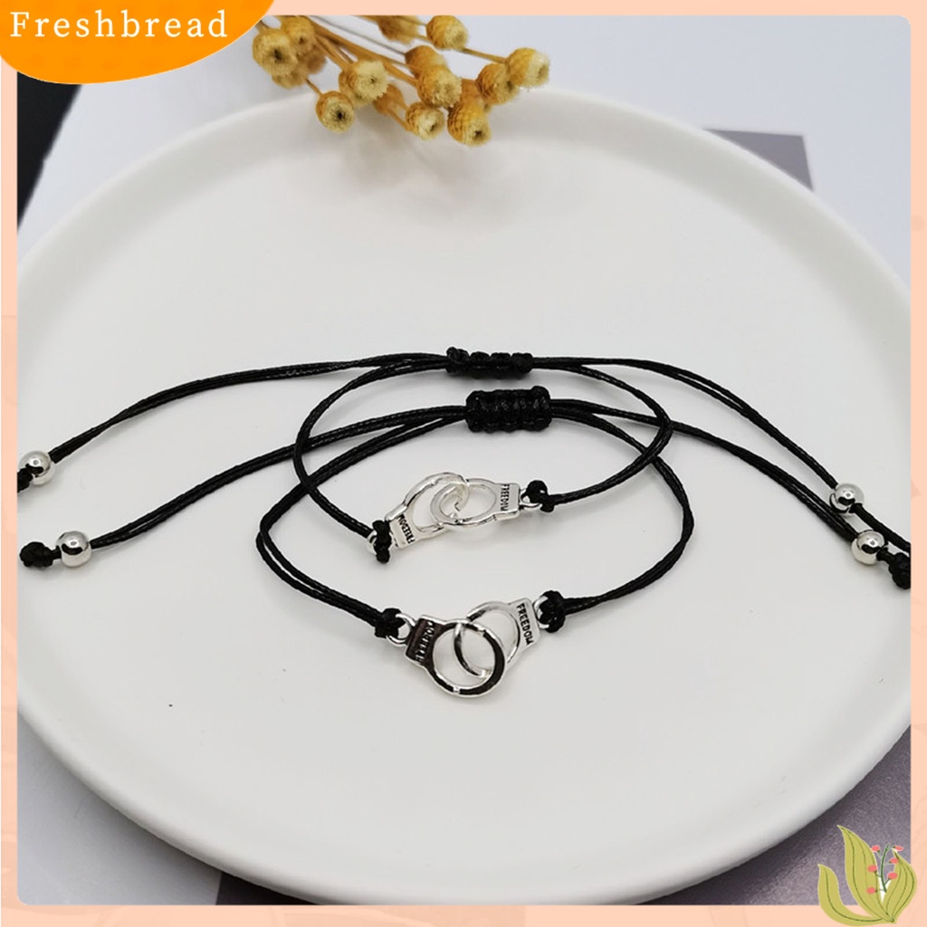 &lt; Freshbread &gt; 2Pcs Gelang Couple Unisex Ramah Kulit Alloy Handcuff Freedom Adjustable Charm Gelang Persahabatan Untuk Hadiah