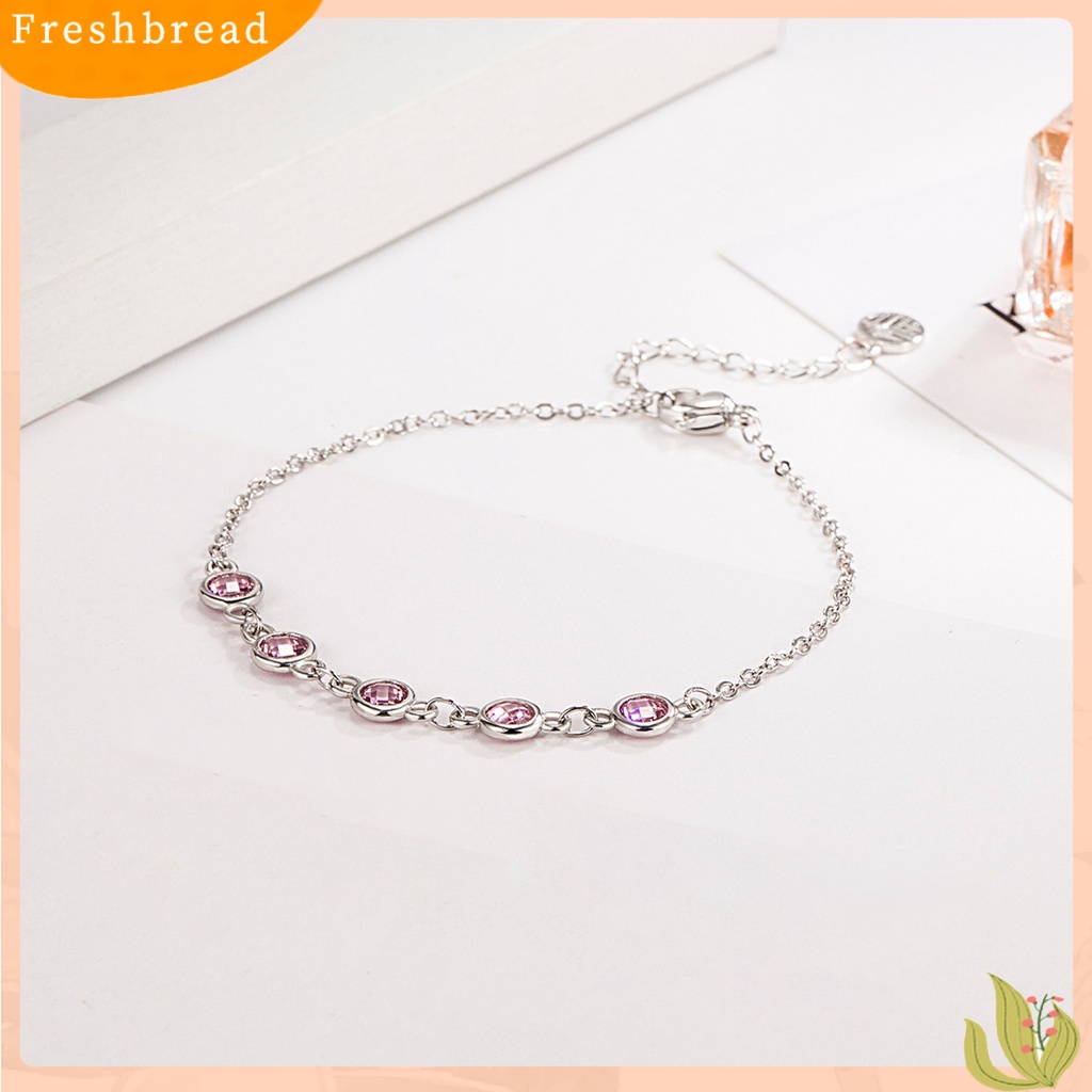 &lt; Freshbread &gt; Gelang Rantai Glittery 5manik Aksesoris Fashion Geometris Warna-Warni Berlian Imitasi Temperamen Gelang Untuk Pakaian Sehari-Hari