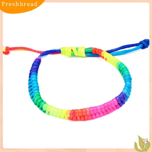 &lt; Freshbread &gt; Klub Malam Wanita Mode Pelangi Neon Warna-Warni Dikepang Anyaman Gelang