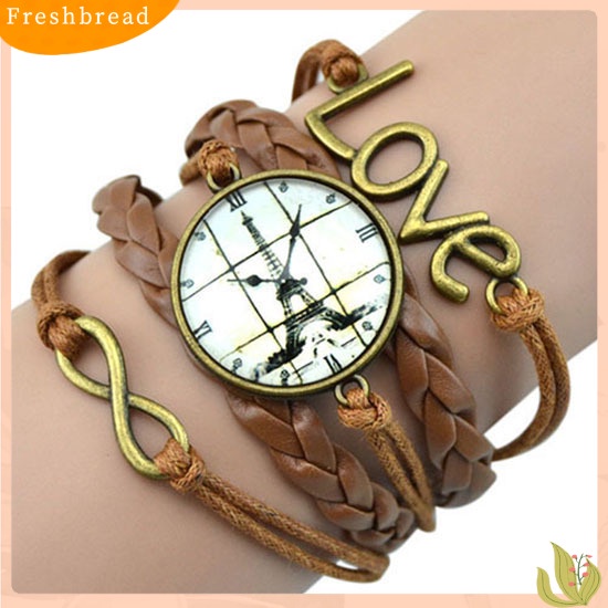 &lt; Freshbread &gt; Infinity Pesona Cinta 8-bentuk Menenun Kulit PU Faux Wrist Watch Bangle Bracelet