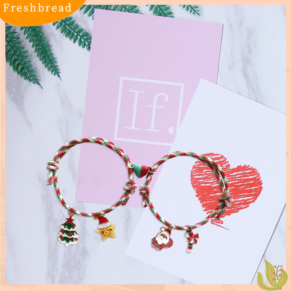 &lt; Freshbread &gt; 1pasang ic Gelang Rantai Gaya Natal Adjustable Santa Claus Couple Bangle Untuk Hadiah Ulang Tahun