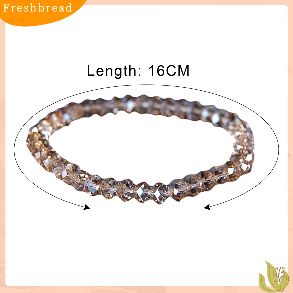 &lt; Freshbread &gt; Gelang Manik-Manik Kristal Imitasi Berkilau Wanita Indah Gelang Bangle Elastis Untuk Pesta