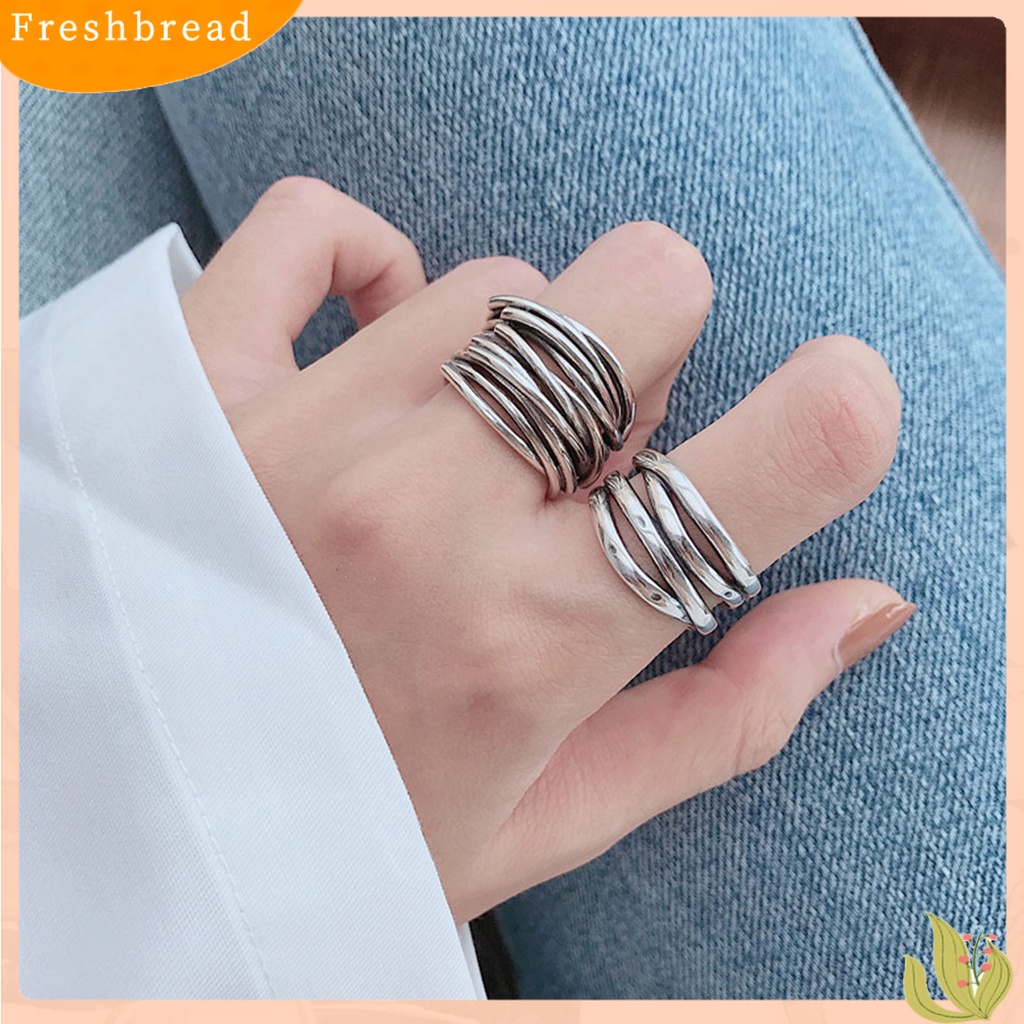 &lt; Freshbread &gt; Warna Perak Kerajinan Halus Wanita Cincin Alloy Vintage Berlapis Pembukaan Jari Cincin Perhiasan Alat Ekstra