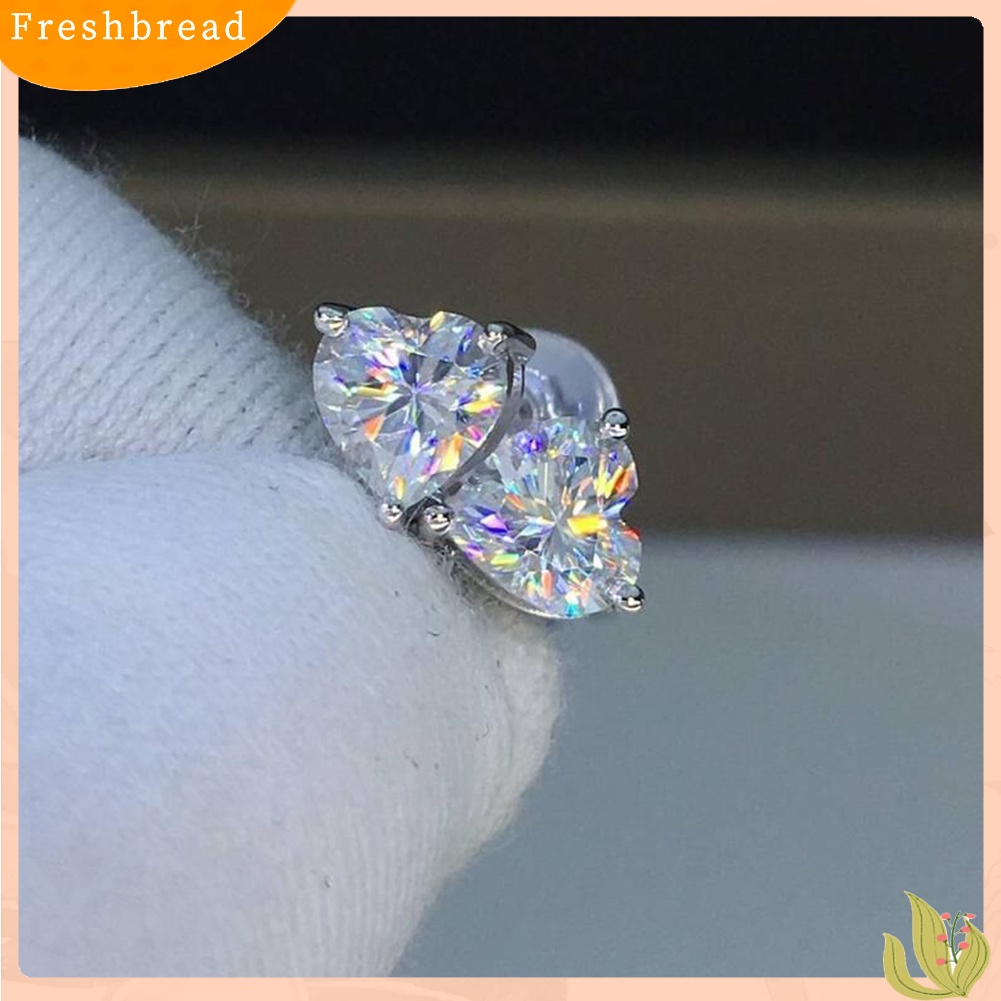 &lt; Freshbread &gt; Wanita Warna-Warni Hati Cubic Zirconia Hias Telinga Stud Anting Pesta Perhiasan Hadiah