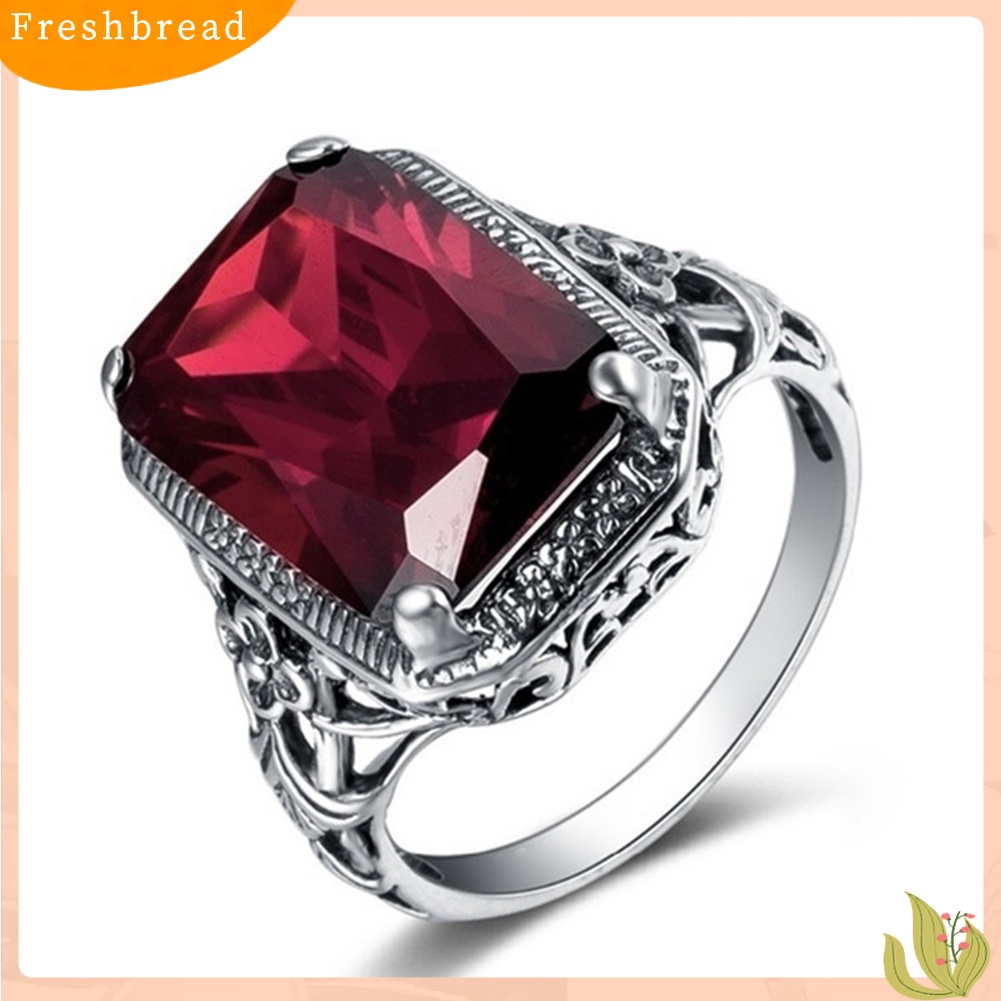 &lt; Freshbread &gt; Vintage Merah Berlian Imitasi Pernikahan Pertunangan Pengantin Jari Cincin Perhiasan Hadiah