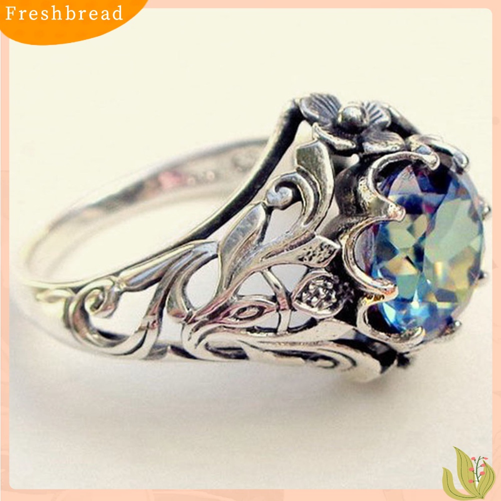 &lt; Freshbread &gt; Kreatif Vintage Warna Pelangi Zirkon Berongga Keluar Wanita Cincin Perhiasan Hadiah