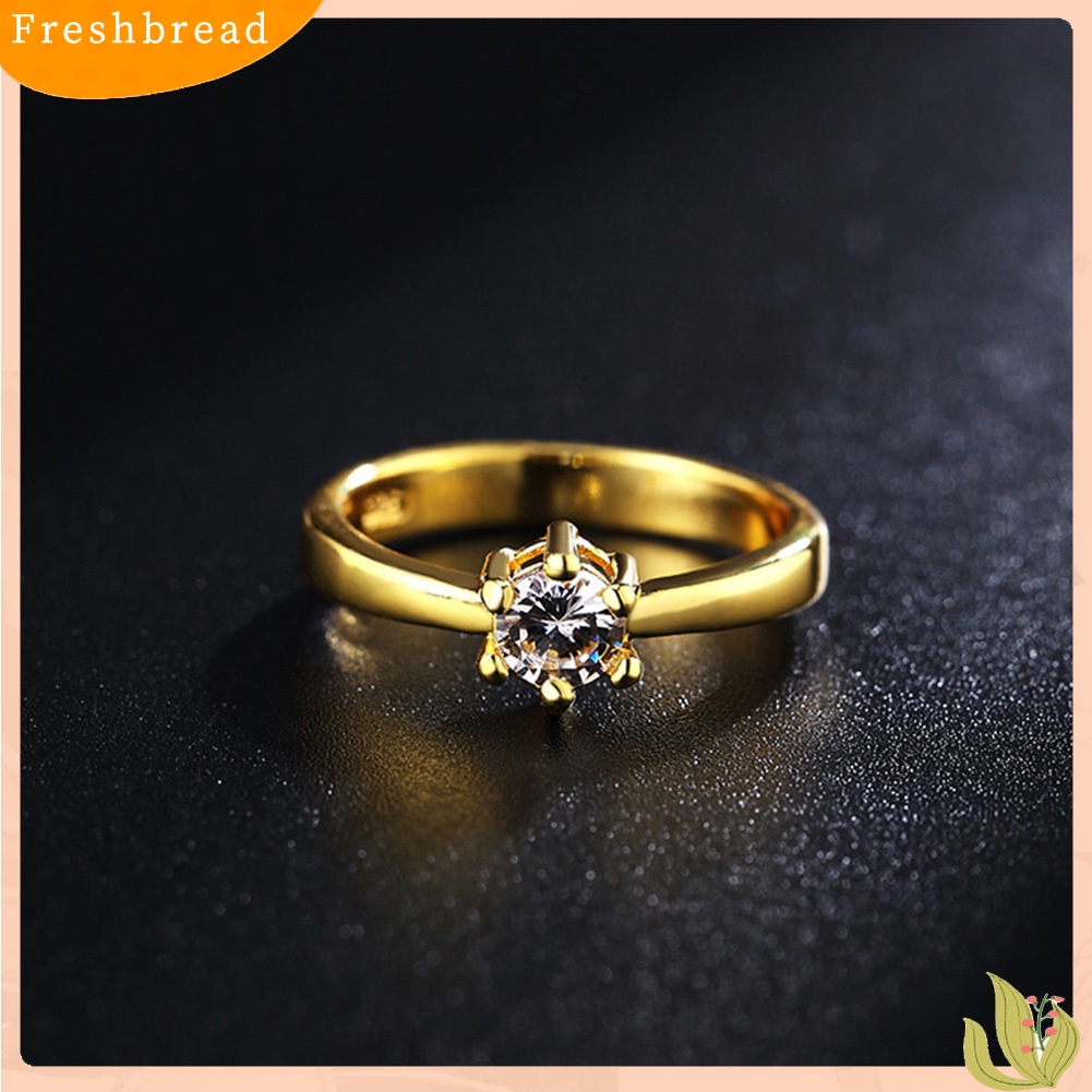 &lt; Freshbread &gt; Fashion Wanita Cubic Zirconia Disepuh Pernikahan Pertunangan Jari Cincin Perhiasan Hadiah