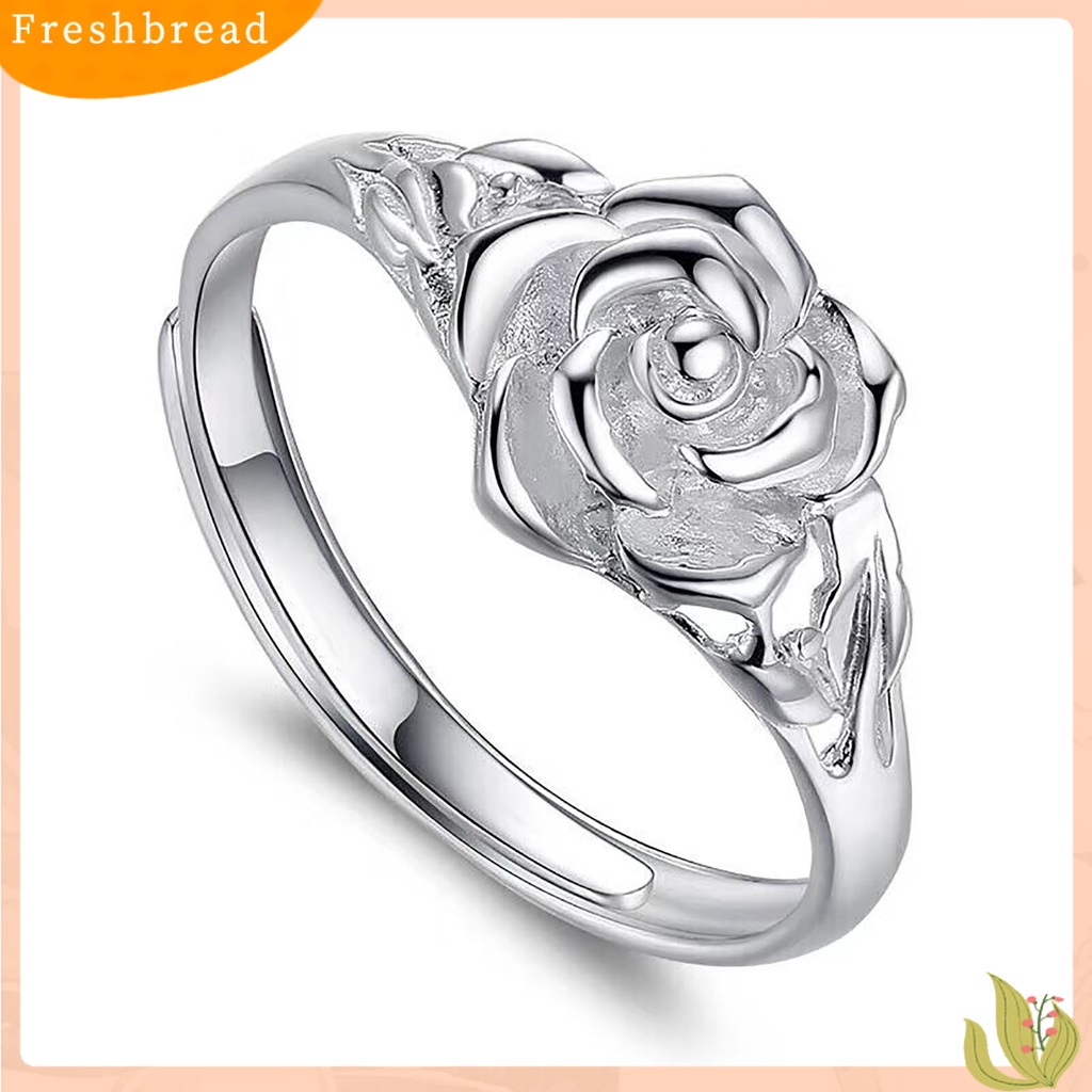 &lt; Freshbread &gt; Cincin Tunangan Berongga Warna Perak Tembaga Wanita Retro Bunga Mawar Cincin Perhiasan Aksesoris