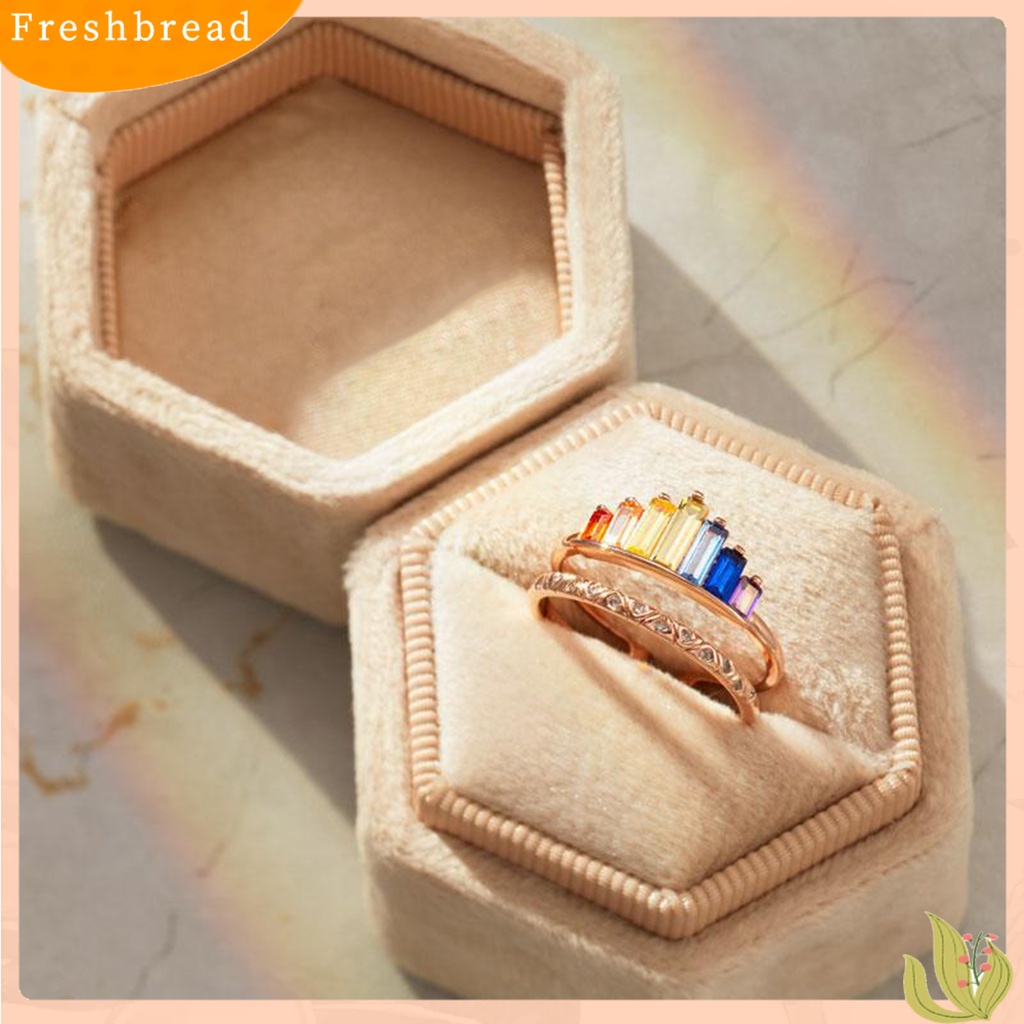 &lt; Freshbread &gt; Wanita Pelangi Open-end Mahkota Cincin Adjustable Double Band Circlet Perhiasan Hadiah