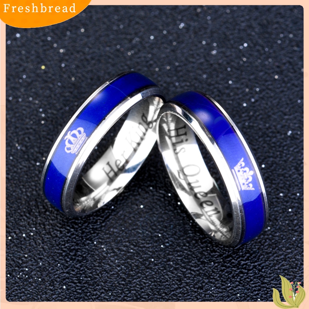 &lt; Freshbread &gt; Hadiah Pasangan Ulang Tahun Pernikahan Titanium Steel Mahkota His Queen Her King Ring