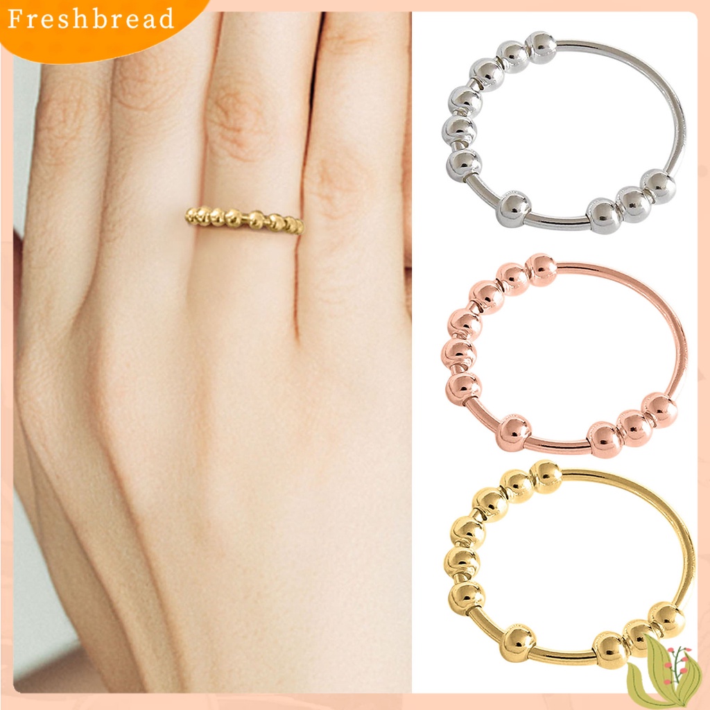 &lt; Freshbread &gt; Finger Ring Charming Rotating Beads Decor Cincin Band Dekorasi Pernikahan Dipoles Minimalis Untuk Pakaian Sehari-Hari