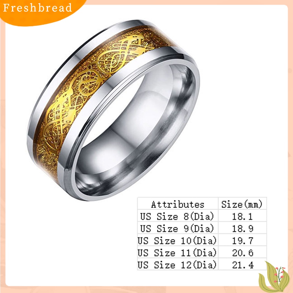 &lt; Freshbread &gt; Unisex Pola Naga Baja Titanium Tidak Luntur Cincin Pernikahan Band Perhiasan Hadiah