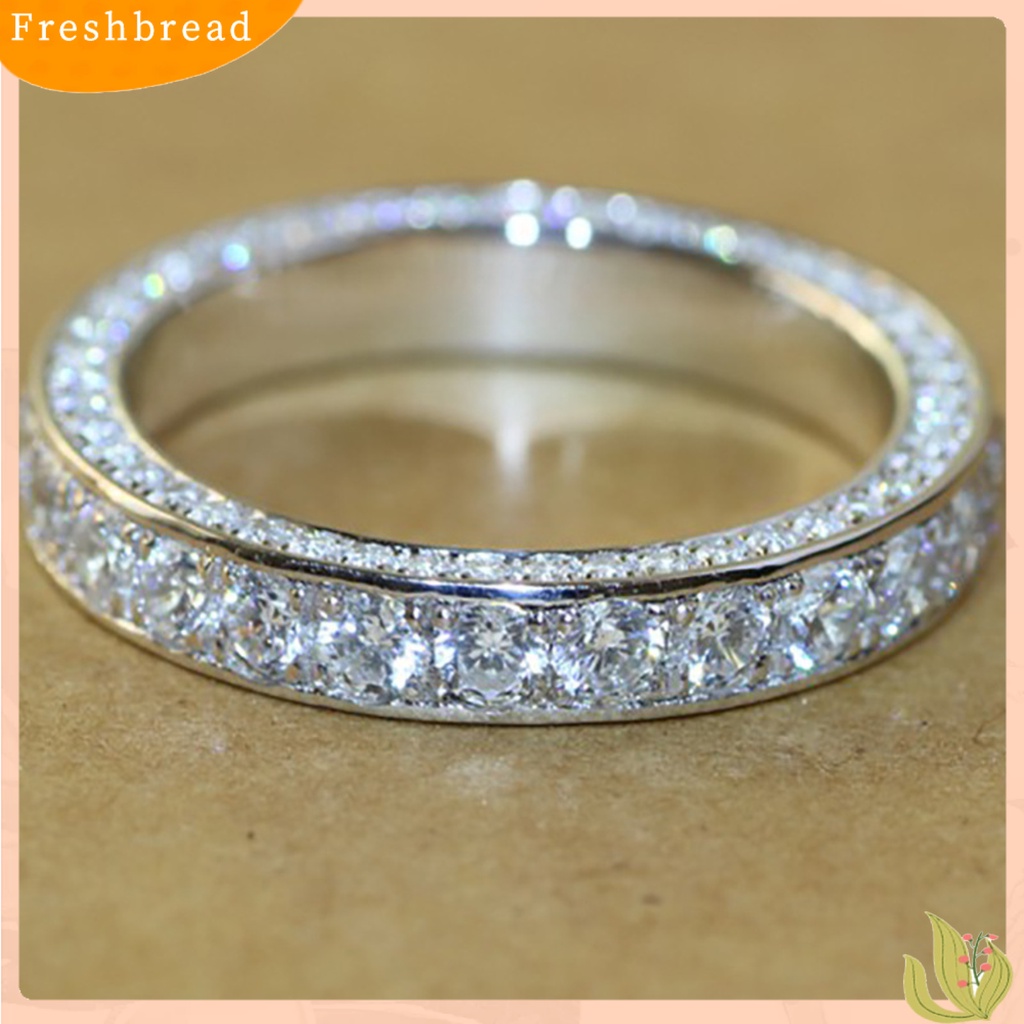 &lt; Freshbread &gt; Cincin Kawin Full Berlian Imitasi Fashion Finger Band Perhiasan Aksesori Wanita Bertatahkan Indah Untuk Pesta