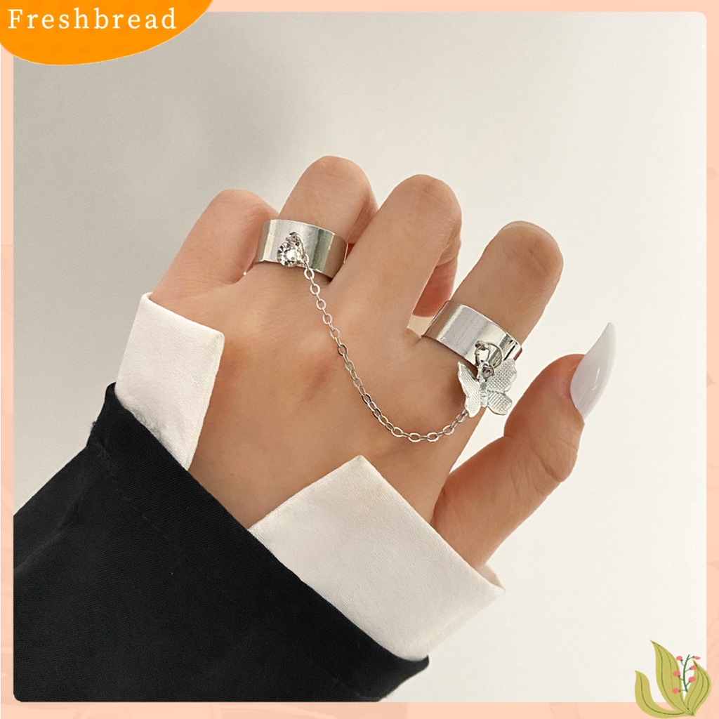 &lt; Freshbread &gt; 1set Cincin Jari Terintegrasi Artistik Paduan Rantai Desain Cincin Set Perhiasan Aksesoris