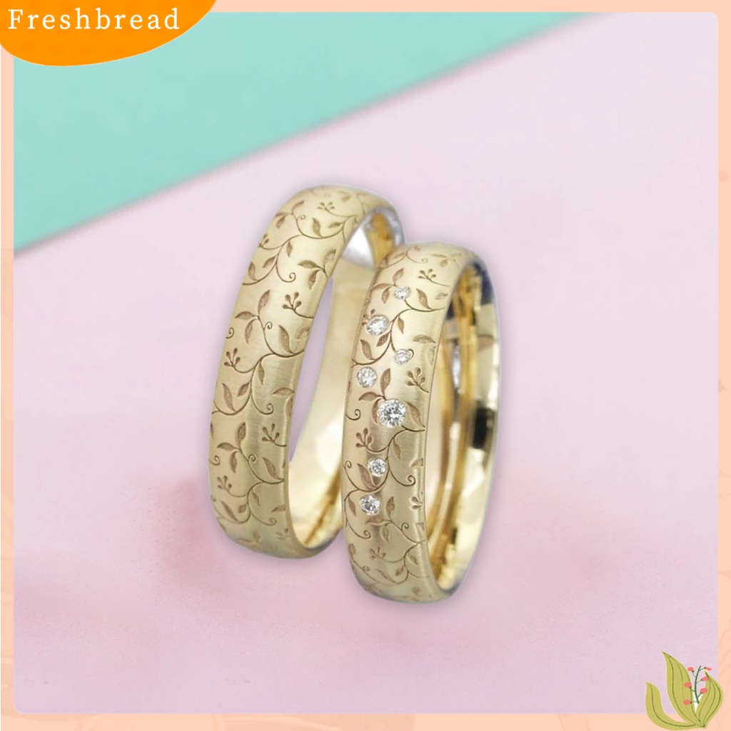 &lt; Freshbread &gt; Cincin Jari Bunga Ukir Elegan Pengerjaan Indah Pasangan Cincin Band Ukiran Untuk Hadiah