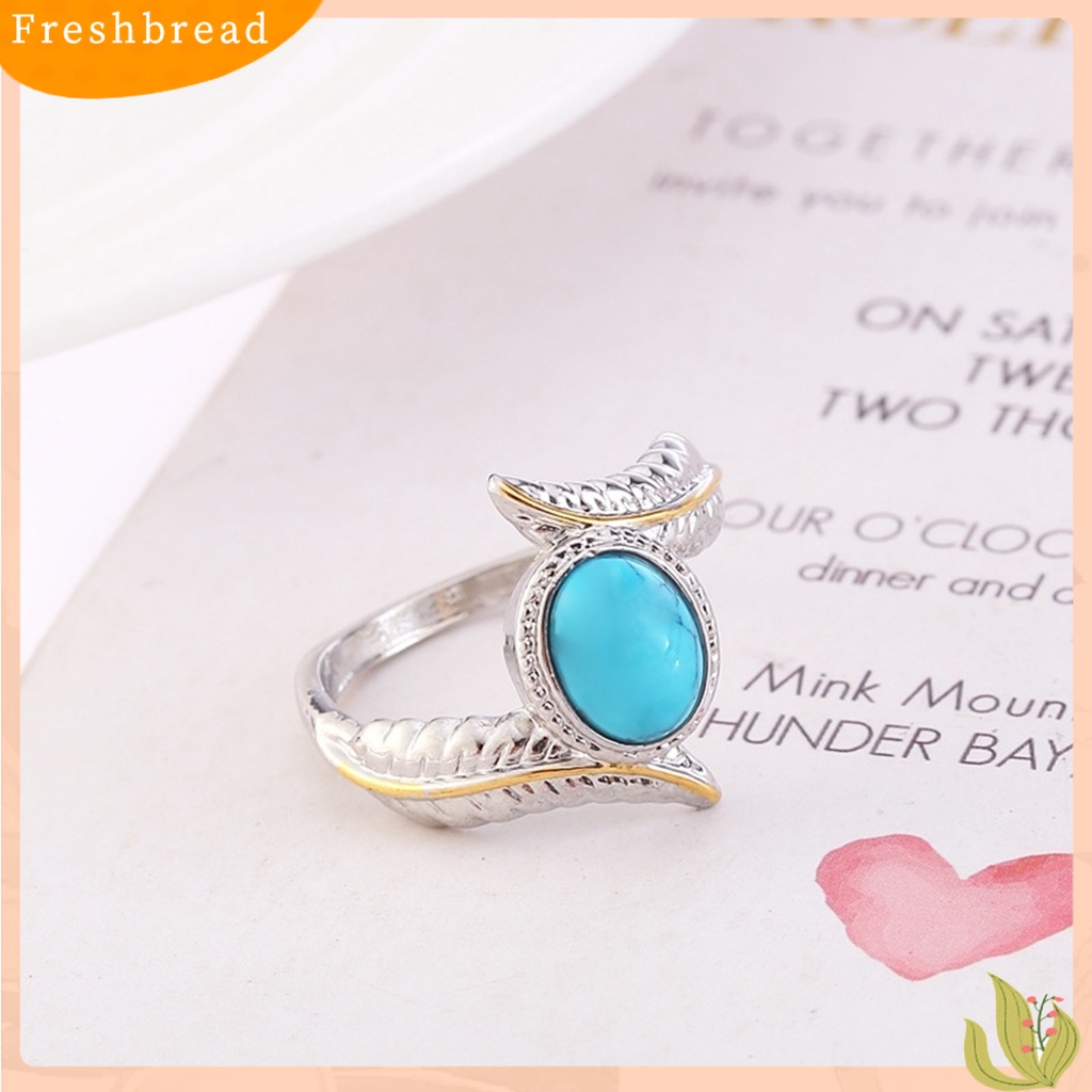 &lt; Freshbread &gt; Vintage Perhiasan Alloy Bulu Turquoises Cincin Pernikahan Jari Lingkaran Pasangan Hadiah