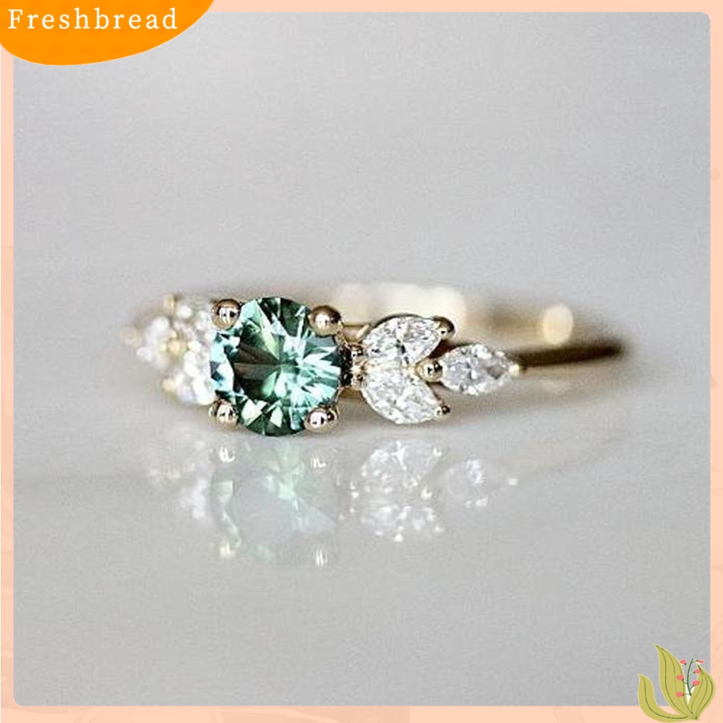 &lt; Freshbread &gt; Lady Finger Ring Indah Berlian Imitasi Hijau Cubic Zircon Female Ring Untuk Pernikahan