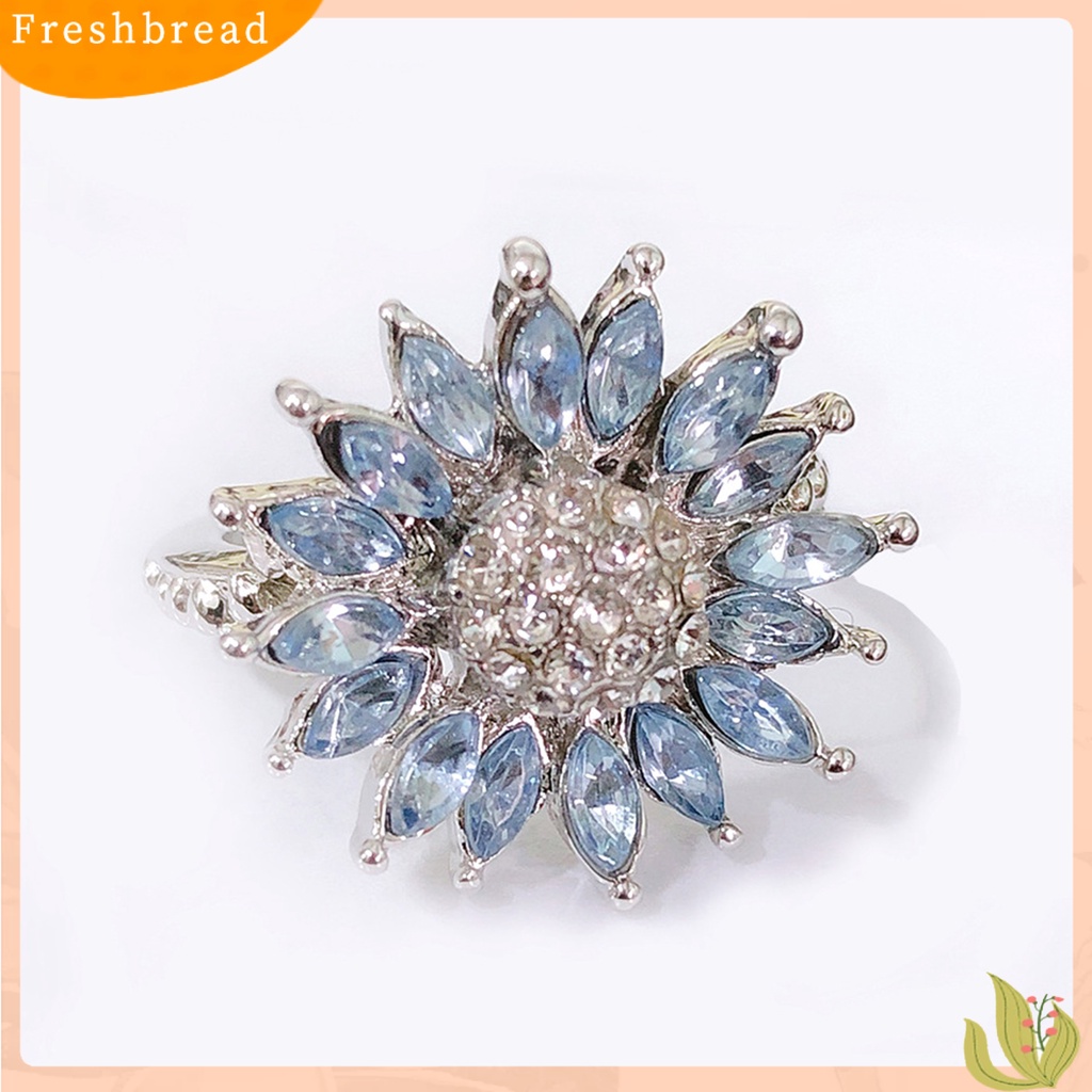 &lt; Freshbread &gt; Women Ring Bridal Shiny Cubic Zirconia Hias Sparkling Geometri Dekorasi Putih Aquamarine Bentuk Bunga Matahari Pernikahan Pertunangan Cincin Perhiasan Untuk Pacar