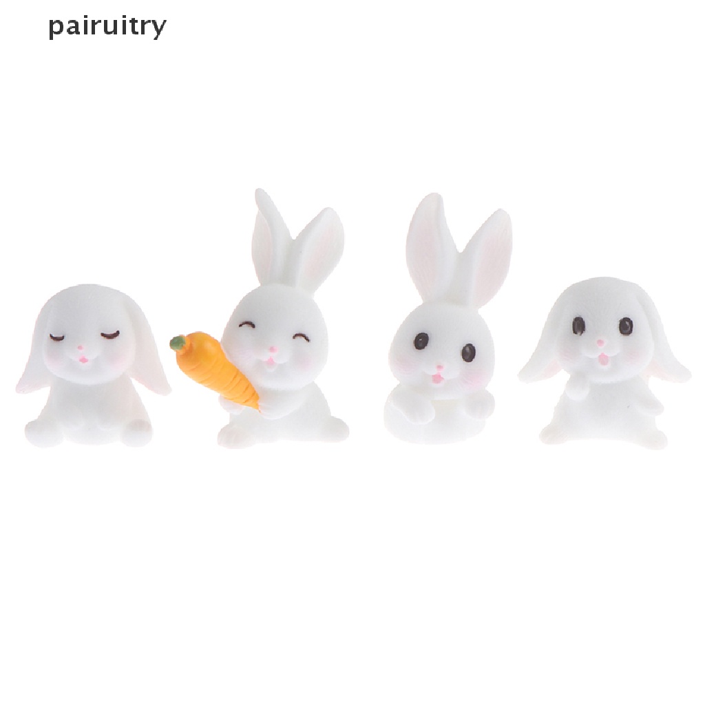 Prt 4Pcs Easter Rabbit Carrot Miniatur Dekorasi Taman Mini Bunny Paskah Cupcake Decor PRT