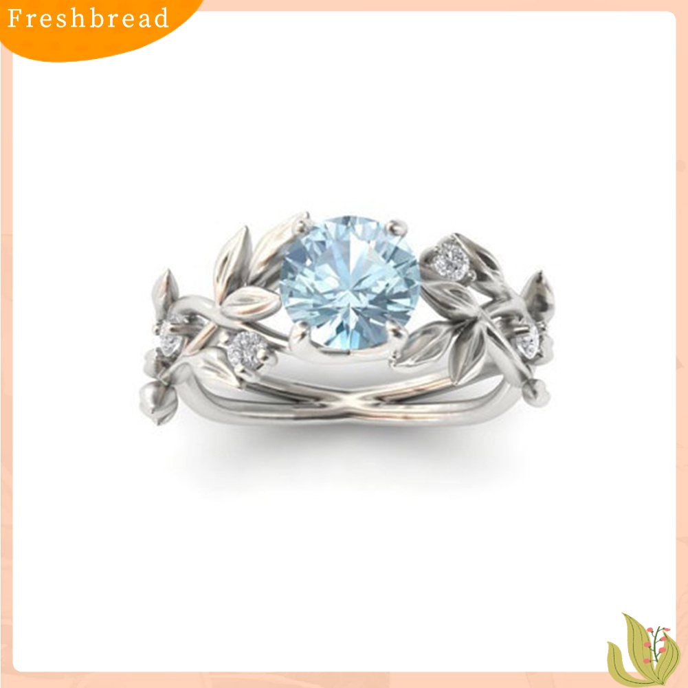 &lt; Freshbread &gt; Daun Pengantin Pernikahan Elegan Berongga Berlian Imitasi Mengkilap Lady Cincin Perhiasan