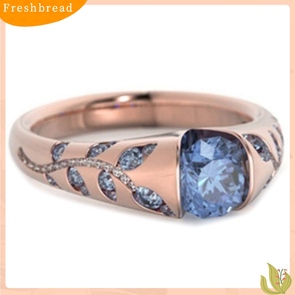 &lt; Freshbread &gt; Wanita Fashion Daun Imitasi Safir Berlian Imitasi Bertatahkan Jari Cincin Club Perhiasan Hadiah