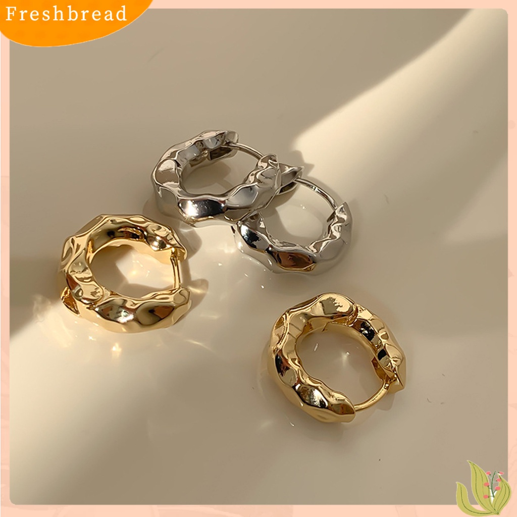 &lt; Freshbread &gt; 1pasang Anting Wanita Tidak Teratur Lingkaran Logam Perhiasan Vintage Geometris Hoop Earrings Hadiah Ulang Tahun