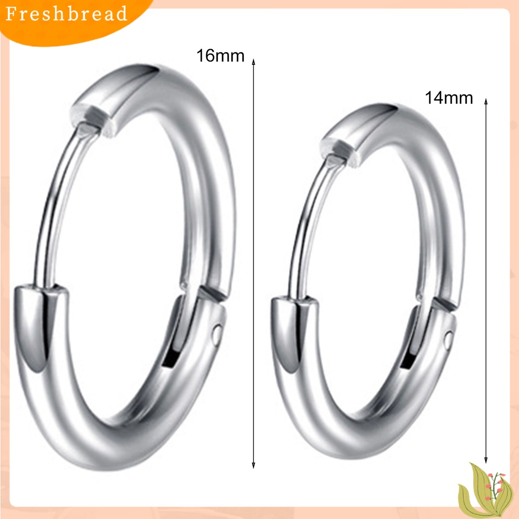 &lt; Freshbread &gt; 1Pc Anting Bulat Tindik Halus Warna Silver Anting Pria Simple Bahan Stainless Steel Untuk Belanja